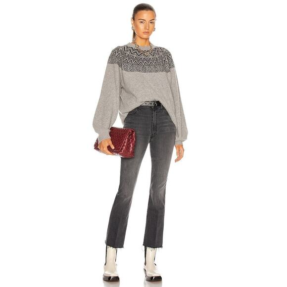 MOTHER The Hustler Ankle Fray Jeans Size 26 Lighting Up Lanterns Grey Crop Flare - Picture 1 of 14